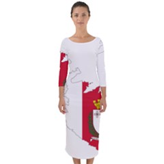 Malta Country Europe Flag Borders Quarter Sleeve Midi Bodycon Dress by Sapixe