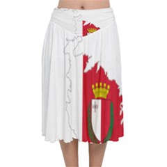 Malta Country Europe Flag Borders Velvet Flared Midi Skirt by Sapixe