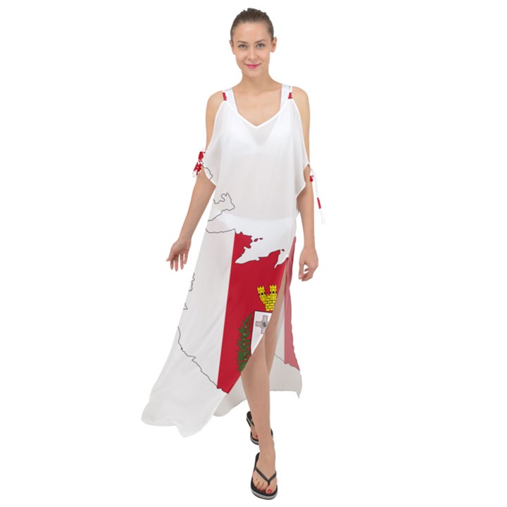 Malta Country Europe Flag Borders Maxi Chiffon Cover Up Dress