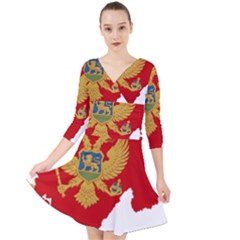 Montenegro Country Europe Flag Quarter Sleeve Front Wrap Dress