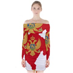 Montenegro Country Europe Flag Long Sleeve Off Shoulder Dress by Sapixe