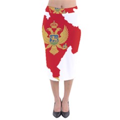 Montenegro Country Europe Flag Velvet Midi Pencil Skirt by Sapixe