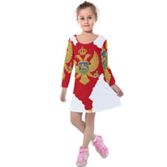 Montenegro Country Europe Flag Kids  Long Sleeve Velvet Dress by Sapixe