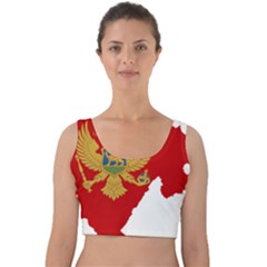 Montenegro Country Europe Flag Velvet Crop Top by Sapixe