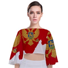 Montenegro Country Europe Flag Tie Back Butterfly Sleeve Chiffon Top by Sapixe