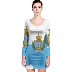 San Marino Country Europe Flag Long Sleeve Bodycon Dress by Sapixe