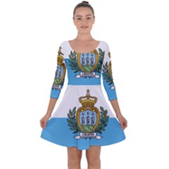 San Marino Country Europe Flag Quarter Sleeve Skater Dress by Sapixe