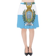 San Marino Country Europe Flag Velvet High Waist Skirt by Sapixe