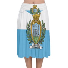 San Marino Country Europe Flag Velvet Flared Midi Skirt by Sapixe