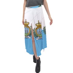 San Marino Country Europe Flag Velour Split Maxi Skirt by Sapixe