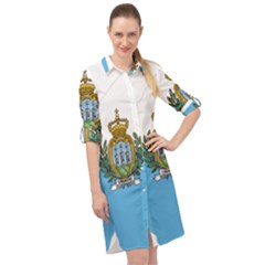 San Marino Country Europe Flag Long Sleeve Mini Shirt Dress by Sapixe