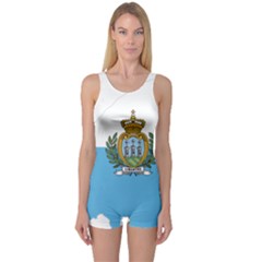 San Marino Country Europe Flag One Piece Boyleg Swimsuit by Sapixe