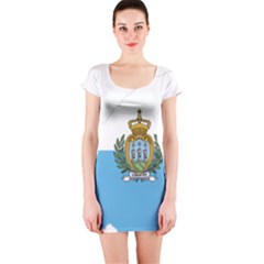 San Marino Country Europe Flag Short Sleeve Bodycon Dress by Sapixe