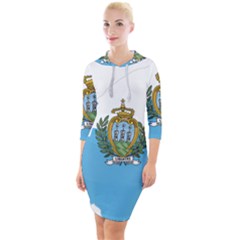 San Marino Country Europe Flag Quarter Sleeve Hood Bodycon Dress by Sapixe