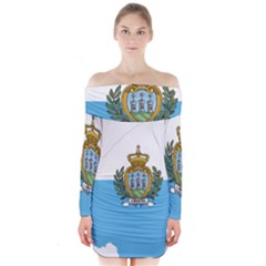 San Marino Country Europe Flag Long Sleeve Off Shoulder Dress by Sapixe