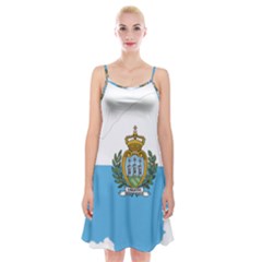 San Marino Country Europe Flag Spaghetti Strap Velvet Dress by Sapixe