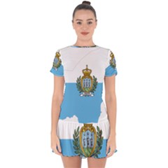 San Marino Country Europe Flag Drop Hem Mini Chiffon Dress by Sapixe