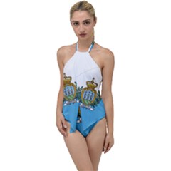 San Marino Country Europe Flag Go With The Flow One Piece Swimsuit by Sapixe