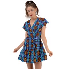 C 4 Flutter Sleeve Wrap Dress