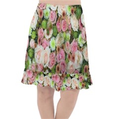 Pastel Pink Roses Fishtail Chiffon Skirt