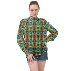 C 4 1 High Neck Long Sleeve Chiffon Top