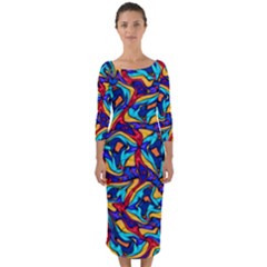 C 8 1 Quarter Sleeve Midi Bodycon Dress by ArtworkByPatrick