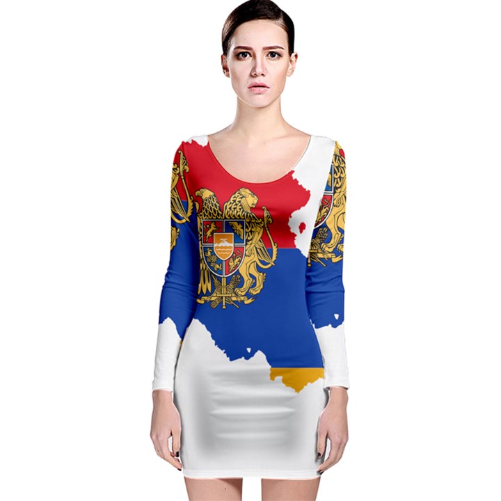 Borders Country Flag Geography Map Long Sleeve Bodycon Dress