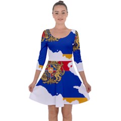 Borders Country Flag Geography Map Quarter Sleeve Skater Dress by Sapixe