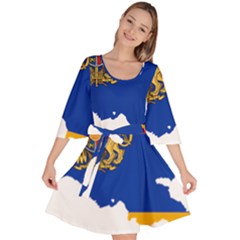 Borders Country Flag Geography Map Velour Kimono Dress by Sapixe