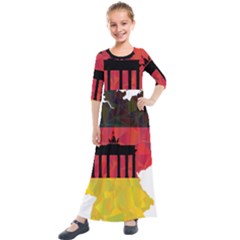 Republic Germany Deutschland Map Kids  Quarter Sleeve Maxi Dress by Sapixe