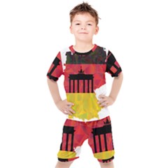 Republic Germany Deutschland Map Kids  Tee And Shorts Set by Sapixe