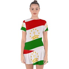 Flag Iran Tajikistan Afghanistan Drop Hem Mini Chiffon Dress by Sapixe