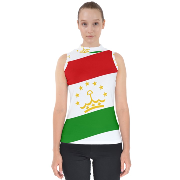 Flag Iran Tajikistan Afghanistan Mock Neck Shell Top