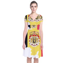 Belgium Country Europe Flag Short Sleeve Front Wrap Dress by Sapixe