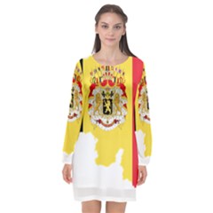 Belgium Country Europe Flag Long Sleeve Chiffon Shift Dress  by Sapixe