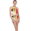 Belgium Country Europe Flag Halter Side Cut Swimsuit View1