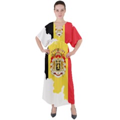 Belgium Country Europe Flag V-neck Boho Style Maxi Dress by Sapixe