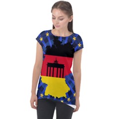 Republic Germany Deutschland Map Cap Sleeve High Low Top by Sapixe