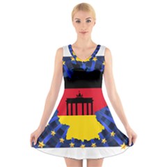 Republic Germany Deutschland Map V-neck Sleeveless Dress