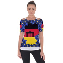 Republic Germany Deutschland Map Shoulder Cut Out Short Sleeve Top by Sapixe