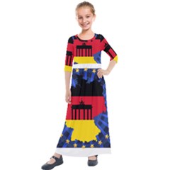 Republic Germany Deutschland Map Kids  Quarter Sleeve Maxi Dress by Sapixe