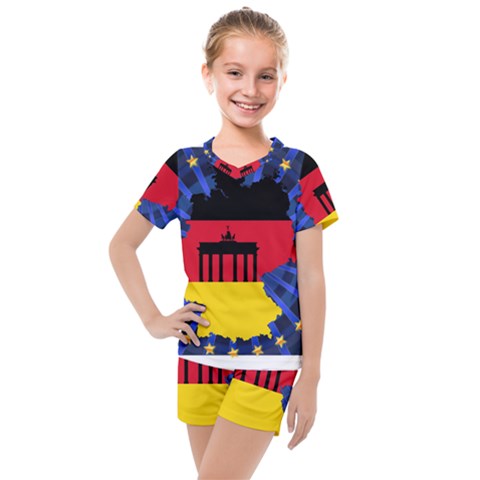 Republic Germany Deutschland Map Kids  Mesh Tee And Shorts Set by Sapixe