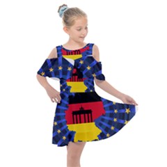 Republic Germany Deutschland Map Kids  Shoulder Cutout Chiffon Dress by Sapixe