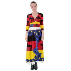 Republic Germany Deutschland Map Button Up Maxi Dress by Sapixe