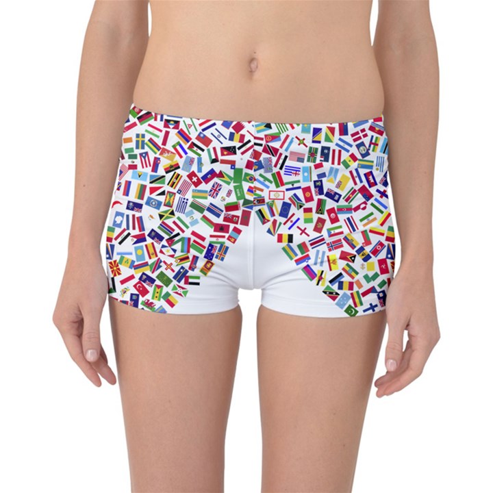 Heart Flags Countries United Unity Reversible Boyleg Bikini Bottoms