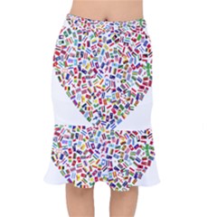 Heart Flags Countries United Unity Short Mermaid Skirt by Sapixe