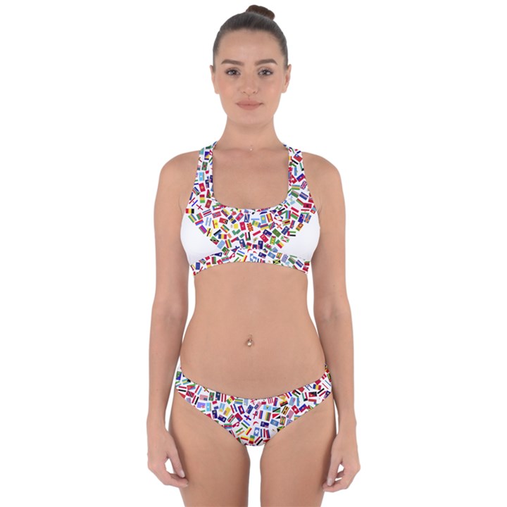 Heart Flags Countries United Unity Cross Back Hipster Bikini Set