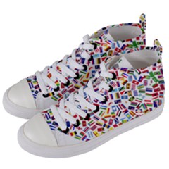 Heart Flags Countries United Unity Women s Mid-top Canvas Sneakers by Sapixe