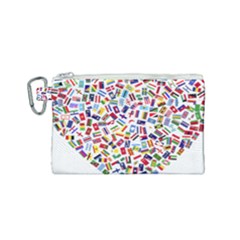 Heart Flags Countries United Unity Canvas Cosmetic Bag (small)