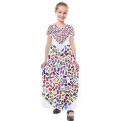 Heart Flags Countries United Unity Kids  Short Sleeve Maxi Dress by Sapixe